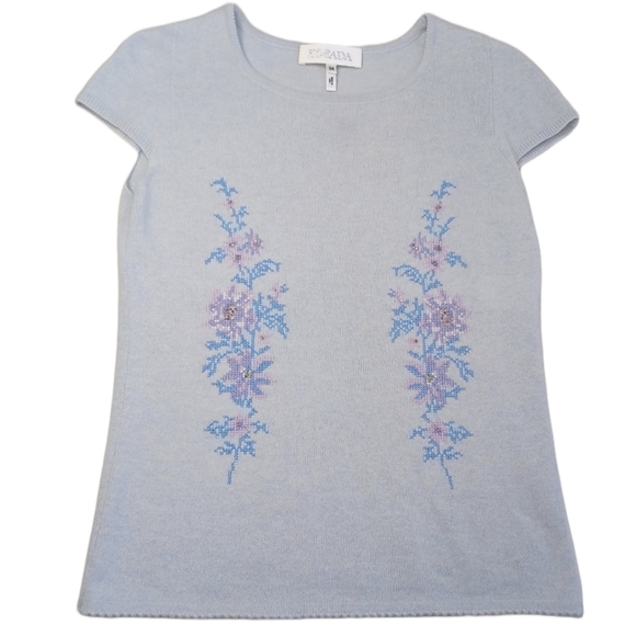 Escada Vintage 100% Cashmere Preppy Old Money Embroidered 2 Piece Cardigan - Picture 7 of 15